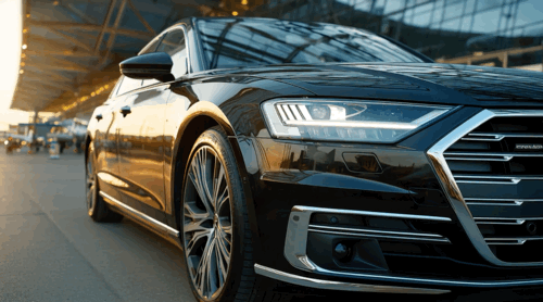 Ein Chauffeur von Wagner Chauffeurservice bereitet eine Premium-Limousine für einen Kunden vor